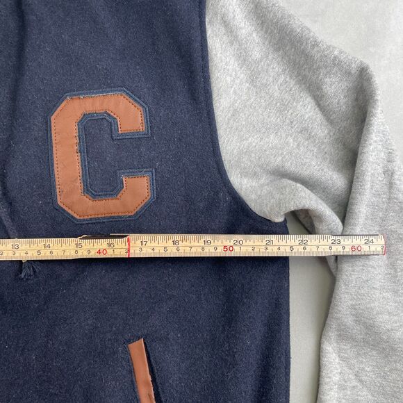 Champion Jacket Men M Navy Gray Hooded Varsity Letterman College Wool Blend Snap - Picture 9 of 11